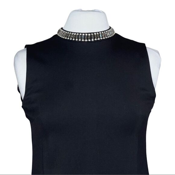 ADRIENNE VITTADINI Bejeweled Neck Sleeveless Jewel Collar Black Cocktail Dress - Picture 2 of 9